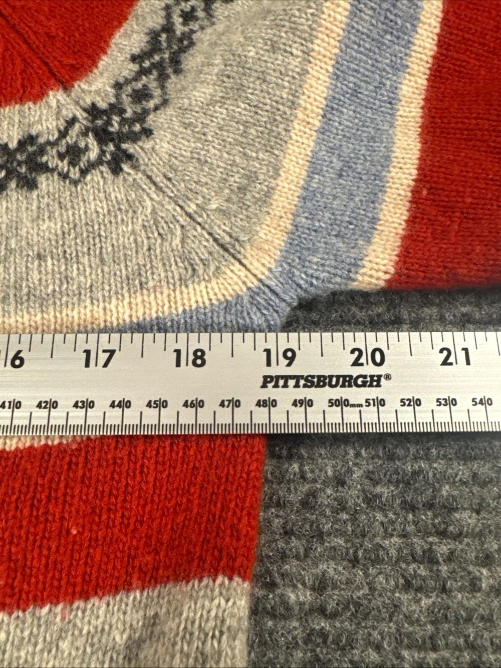 Vintage American Eagle Lambs Wool Sweater Striped Fair Isle Women S Red Blue 90s - Picture 5 of 7